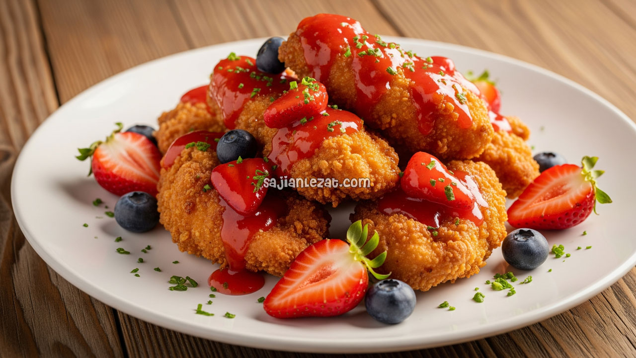 Foto Resep Ayam Krispi Saus Stroberi Unik dan Lezat