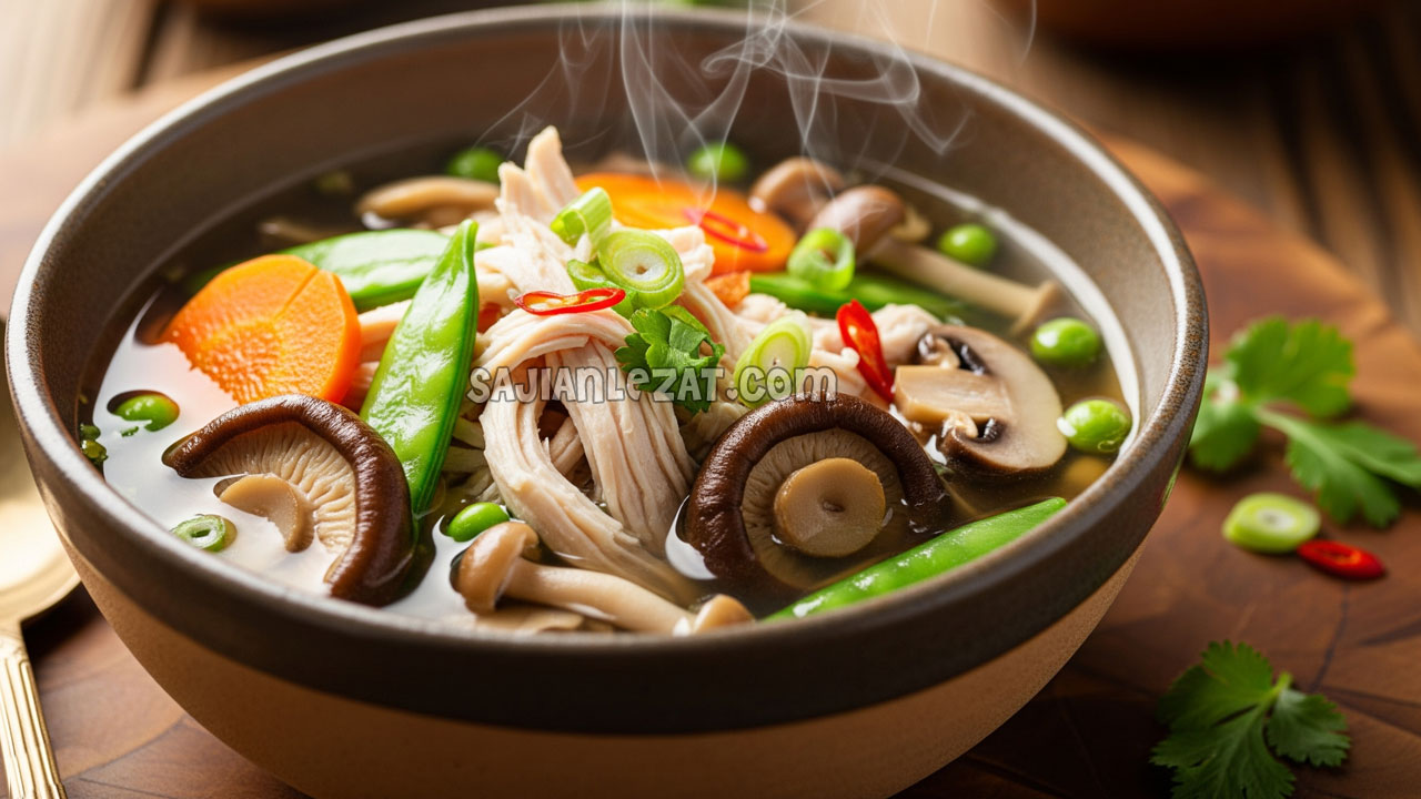 Foto Resep Sup Ayam Jamur Segar dan Bergizi