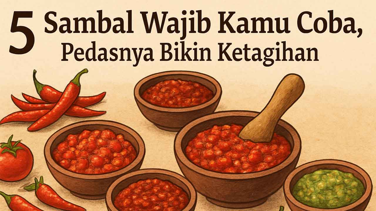 Aneka sambal pedas khas Indonesia tersaji segar dalam cobek