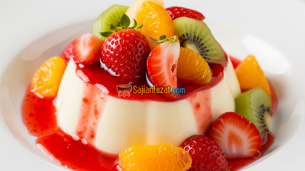 Foto Cara Membuat Puding Buah Saus Stroberi Segar dan Lezat, Mudah di Rumah