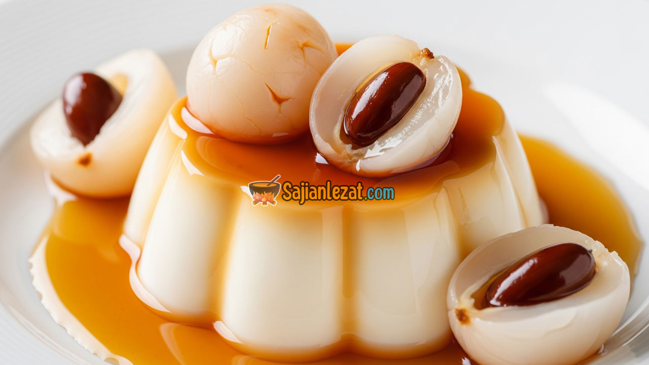 Foto Resep Puding Leci Sirup Karamel, Manis Segar dengan Aroma Buah yang Lembut
