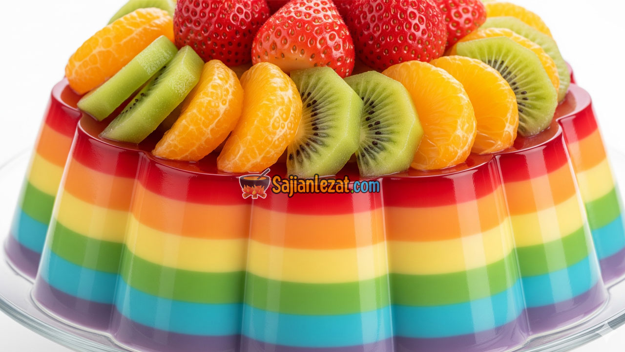 Foto Cara Membuat Puding Pelangi Aneka Buah Cantik dan Segar, Mudah dan Praktis