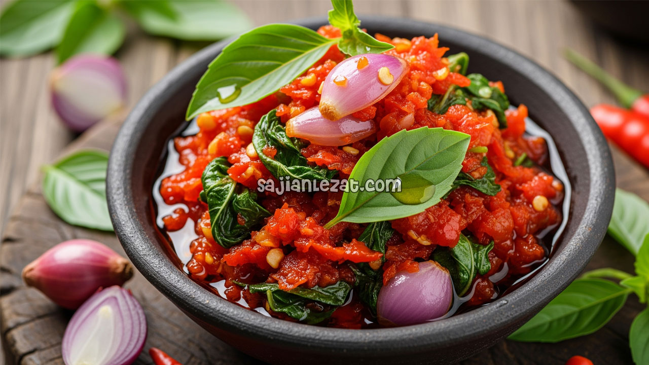 Foto Resep Sambal Kemangi Segar Pedas, Wangi Daunnya Bikin Lahap Makan