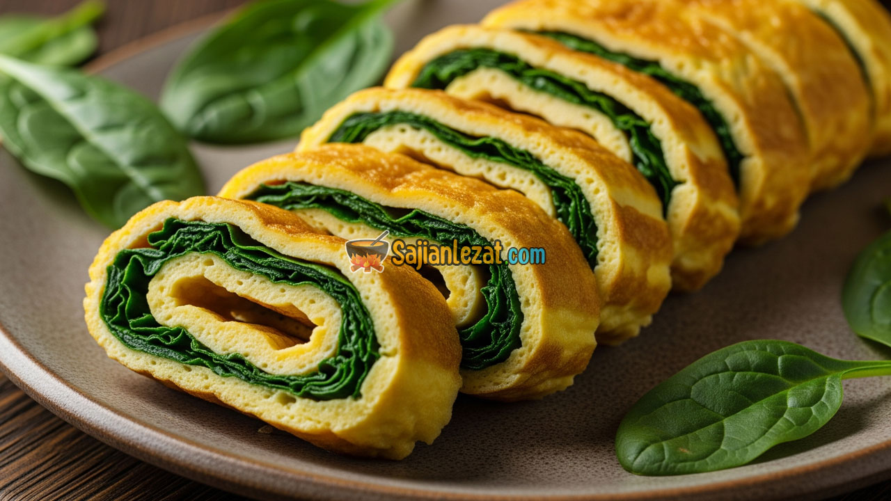 Foto Resep Telur Gulung Daun Bayam Sehat dan Praktis untuk Sarapan